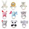 Baby Soothing Cartoon Animal Hand cranked Bell Plush Doll Color Bead Hand held Bell 0-1 Year Old Grip Handshake Ring Toy