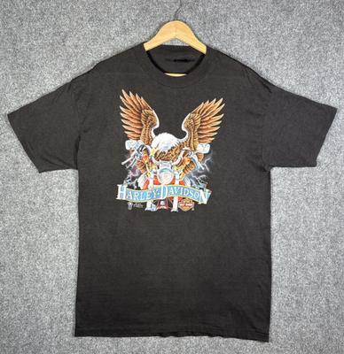 Vintage Harley Davidson Shirt XL 1986 3D Emblem Donneradler 50 50 Blitz