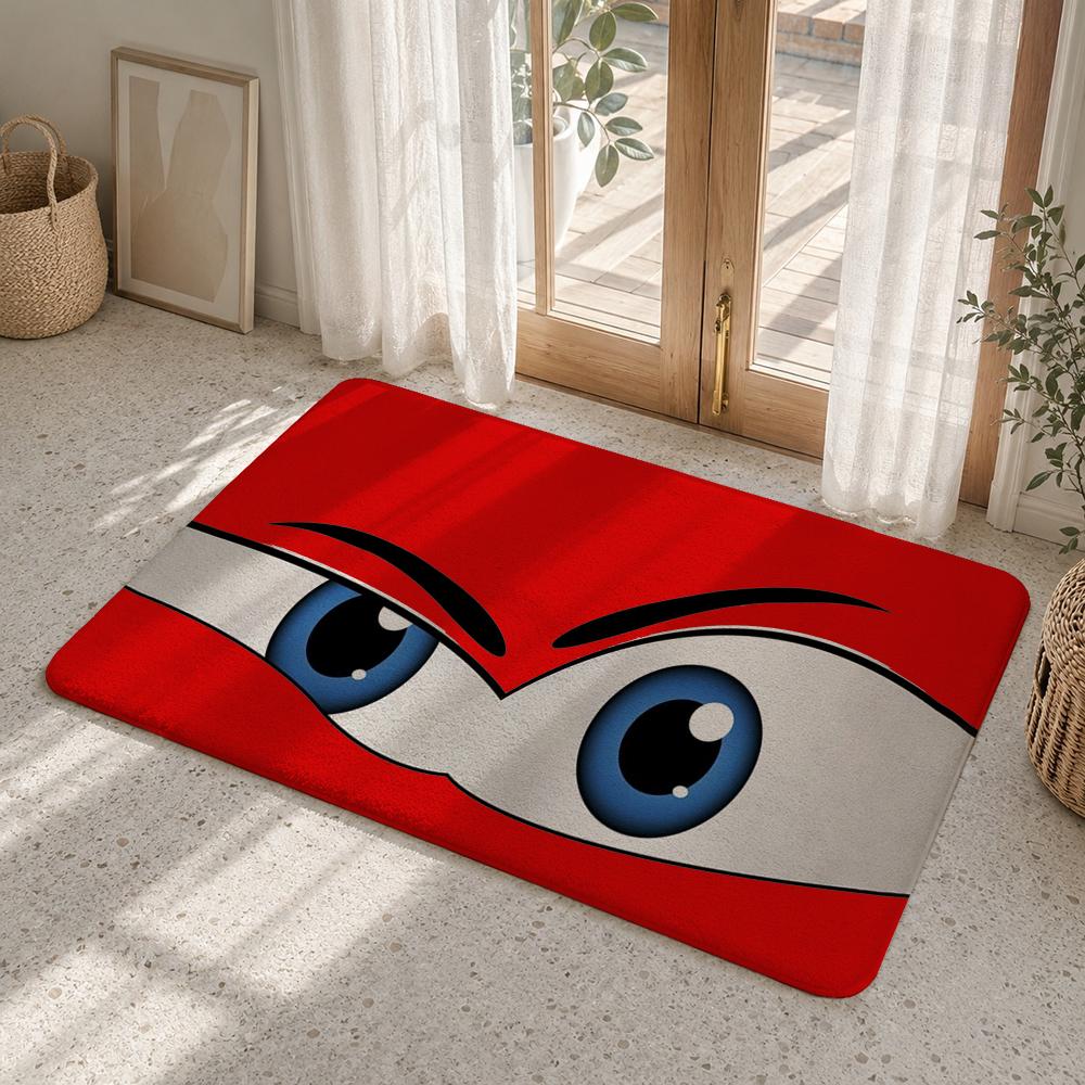 New Cartoon Big Eyes Floor Mat Flannel Rug Non Slip Absorbent Soft Washable For Entryway Hallway Bathroom Kitchen Decor