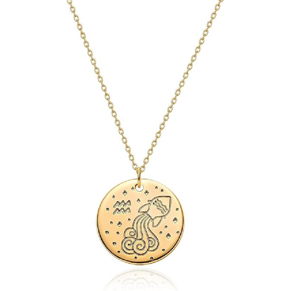 VACRONA Dainty Gold Lock Initial Necklace 18K Gold Plated Initial Padlock Layered Lock Necklace Personalized Monogram Old English Engraved Alphabet Aquarius