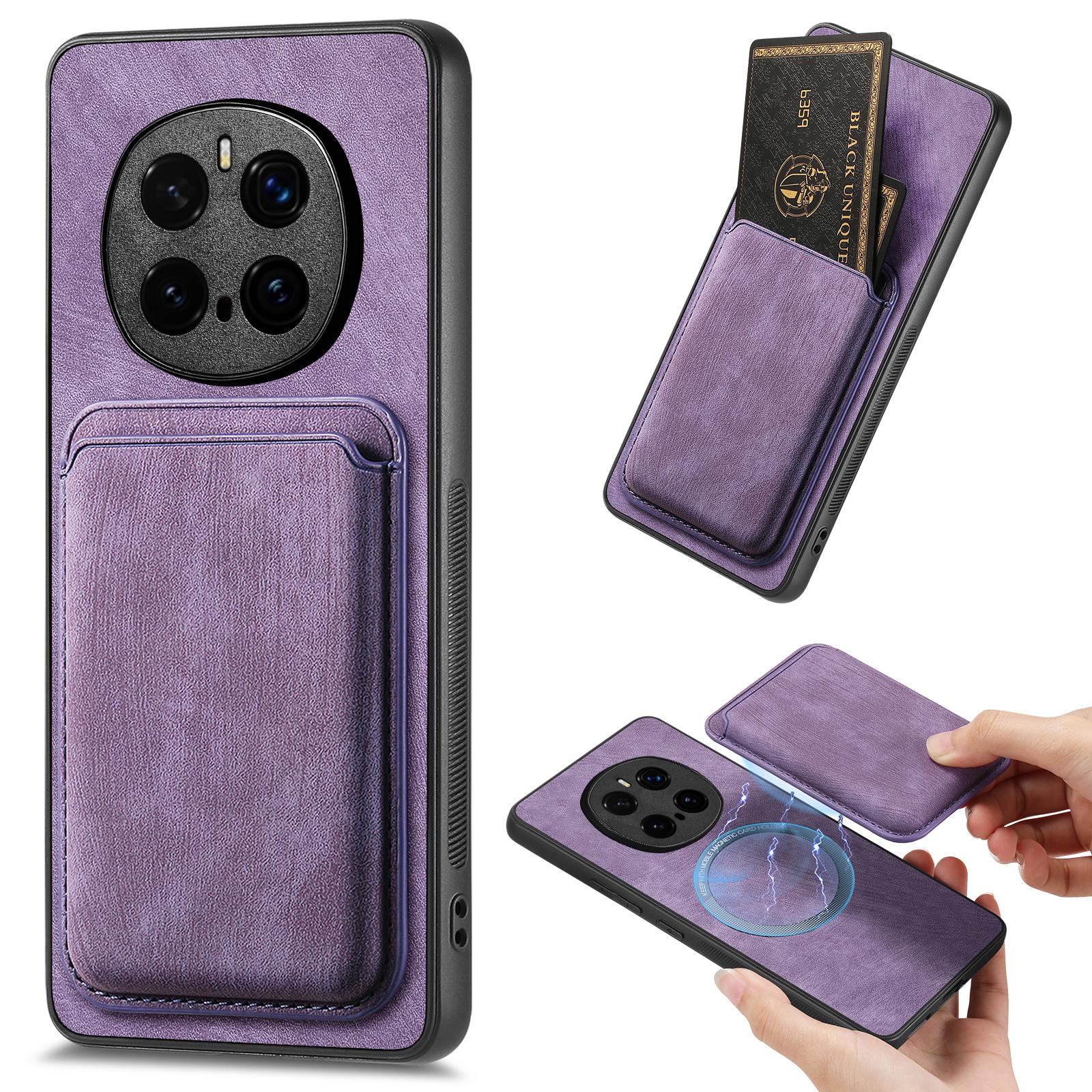 

For Honor Magic7 5G Case Compatible with MagSafe Leather Back Cover with Detachable Card Holder Purple