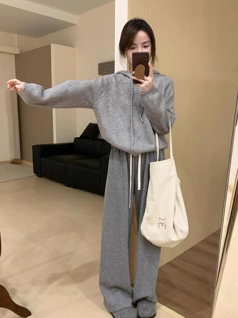 2025 Women's High-End European Style Pure Wool Hooded Sweater – Thick, Loose Knitwear for Autumn/Winter