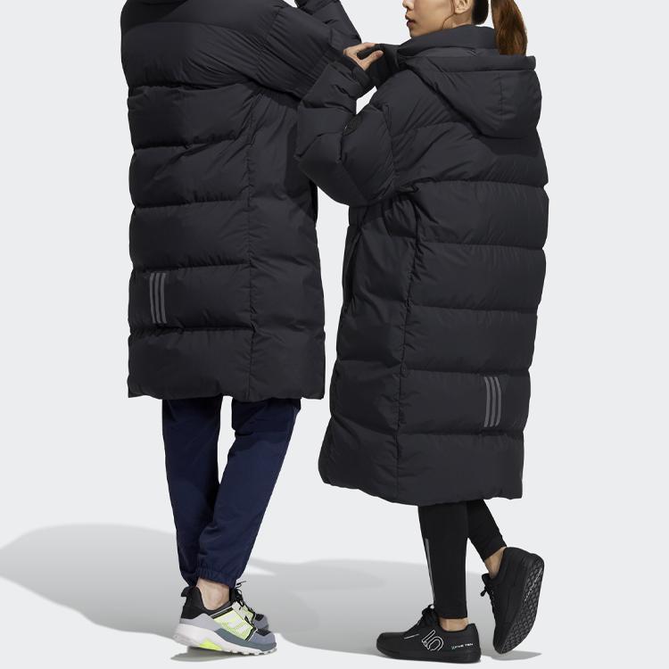 Adidas Puffy Long Hooded Down Jacket Men Outerwear Black H23084