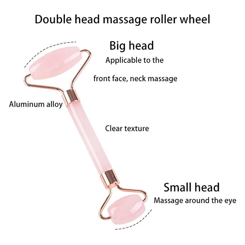 Face Jade Roller Rose Quartz Gua Sha Massage Board Facial Lifting Anti Wrinkle Beauty Skin Care Gouache Scraper Stone Massager