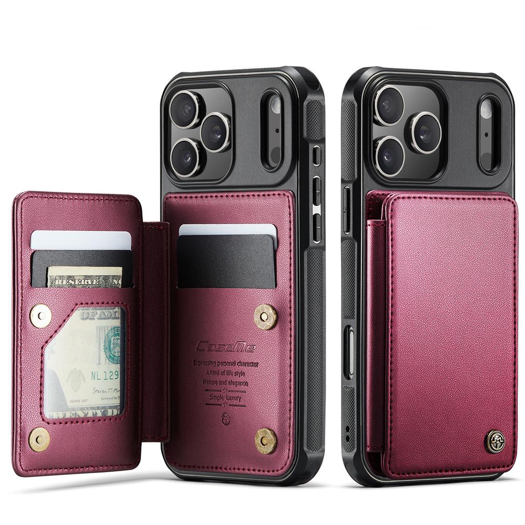 CaseMe-C22 Protective Skins For iPhone  17/17 Air/17 Pro/17 Pro Max , Luxury PU Leather Case Wallet Card Holder Phone Cover for Woman Man