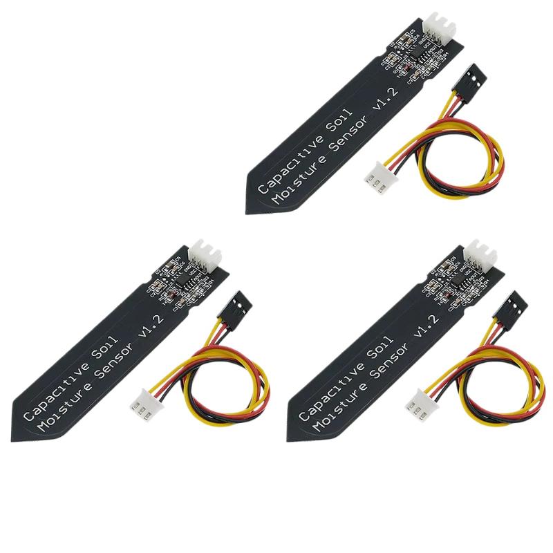 Capacitive Soil Moisture Sensor Module V1.2 3 Sets Wide Voltage Wired Analog for Greenhouse Plant Growth Detection