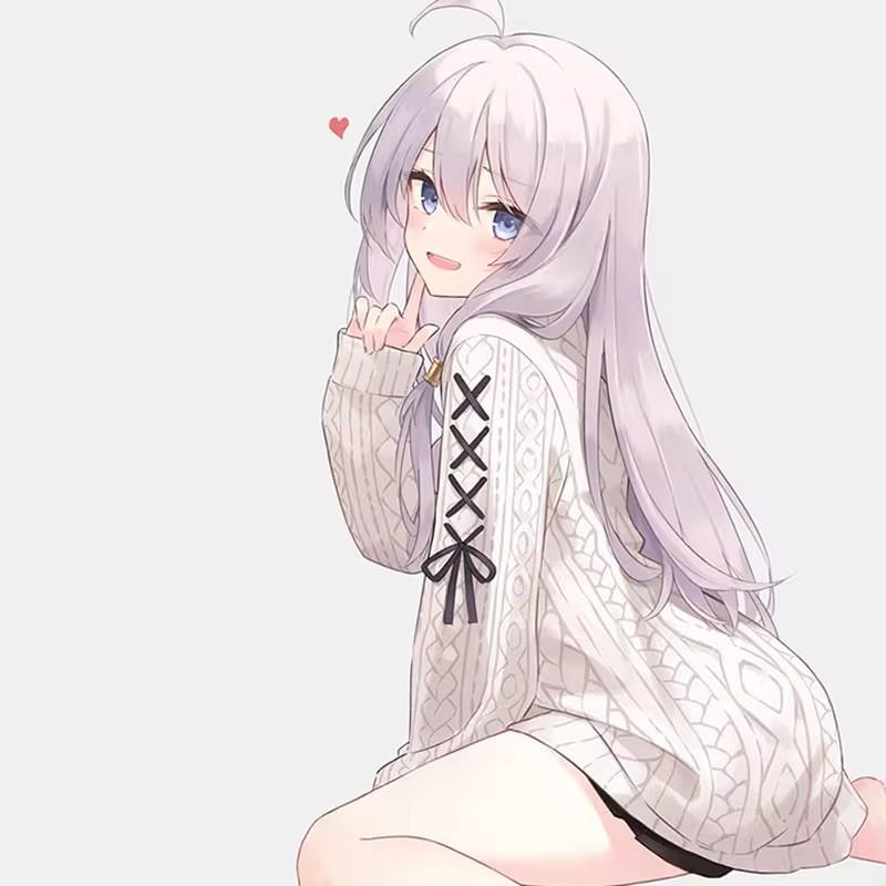 Elaina Figure: Sitting Pose in Sweater Dress - Looking Back Anime Girl Ornament