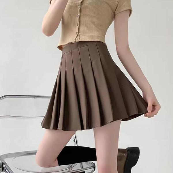 WTEMPO Girl's Streetwear School Cosplay Casual Uniform Skirts Women's Pleated Skirts Elastic High Waist Preppy Style Harajuku Y2K Skirts