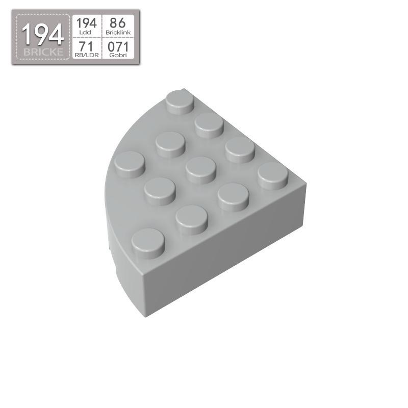 BRICKE 4x4 1/4 Fan Brick/Rounded Corner, LEGO 2577 Compatible Building Blocks 50g (~14 pcs)