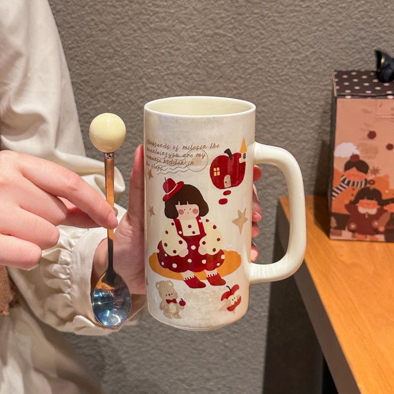 

Керамическая чашка для воды в ретро-стиле, время для родителей и детей, кружка большой вместимости, парная кофейная чашка, подарок на день рождения для мальчика и девочки 401-500ml