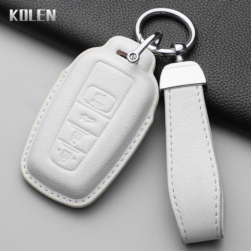 Genuine Leather Auto Smart Key Fob Cover Case Housing Fit For Toyota Prius Camry Corolla Chr C-Hr Rav4 Land Cruiser Prado 2 3 4 Button Auto