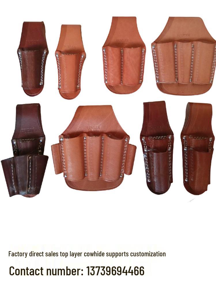 Japanese Genuine Cowhide Pliers Sheath: Five, Three, Two, and Single-Pocket Sets for Electricians