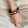 Punk Wooden Bracelet Wide Rivets Bangle Vintage Round Bracelet  Women