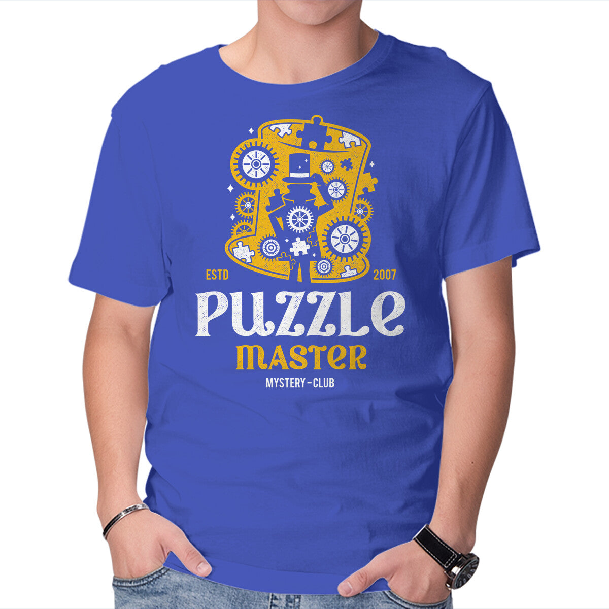 Unisex Crew Neck T-Shirt Master Of Puzzle And Mystery Graphic Short Sleeve Casual Tee XS