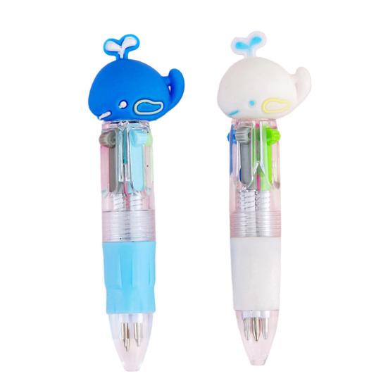 

2Pcs Retractable Ballpoint Pen 4-Color Cartoon Mini Oil-Based Pens for Students Smooth Writing Fun School Supplies Classroom Prize for Kids. K