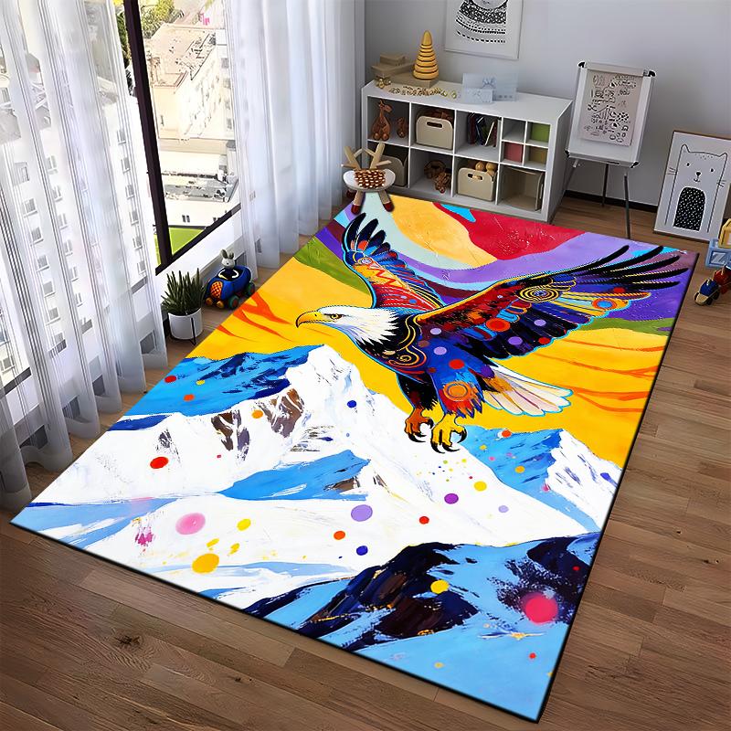 Colorful Bald Eagle On Mountain Peak Abstract Art Carpet Rug Suitable for Use As an Anti-slip for Living Room Bedroom Sofas