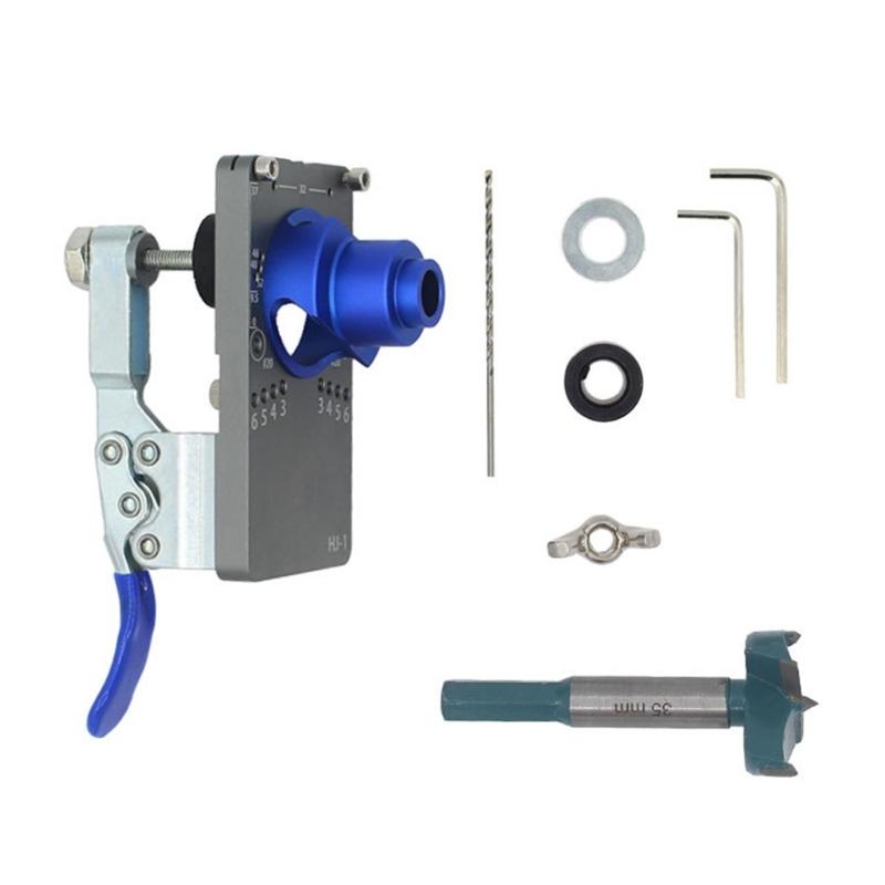 Carpentry Hole Drilling Guide Locator 35mm Hinge Boring Jig with Fixture Aluminum Hole Opener Template Door Cabinets