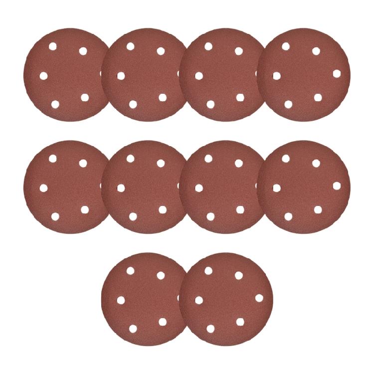 Pack of 10 120mm 6 Hole Sandpaper Sanding Discs Pads For Variable Speed Grinders And Surfaces Preparation