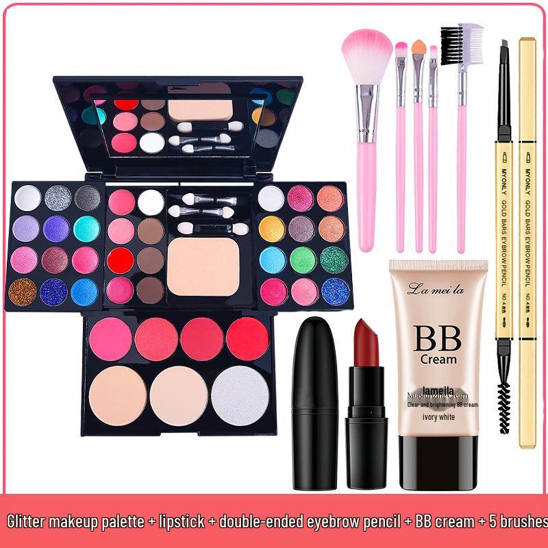 39-Color Eyeshadow Palette & Makeup Set: Beginner-Friendly Blush, Powder, Lipstick Combo