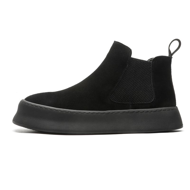 

Hight Quality British Street Style Ankle Genuine Leather Boots For Men Black Hombre Daily Casual Dress Height Increasing Shoes 38 чорний