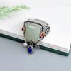 Vintage Natürliche Hotan Jade Grüne Ringe für Frauen Nationalen Stil Quasten Lapis Lazuli Ring Klassische Geometrie Schmuck