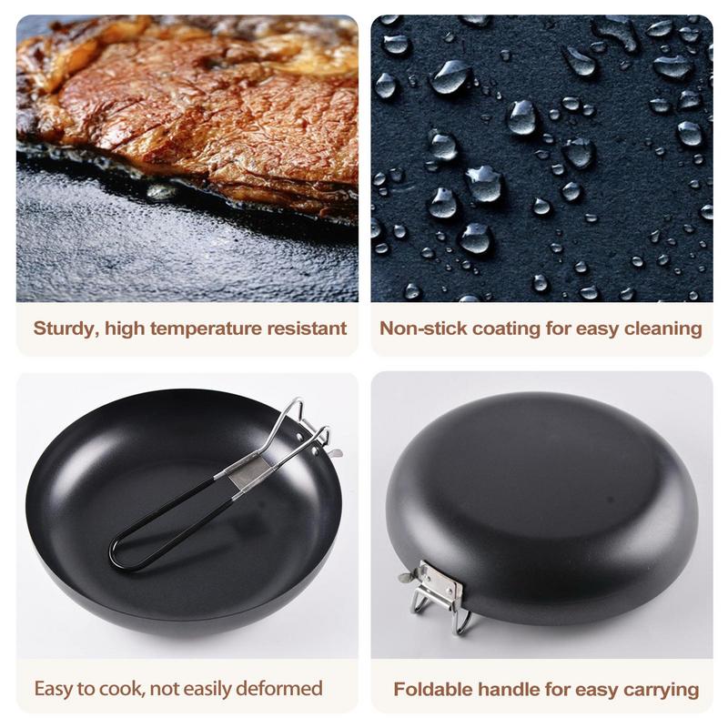 Portable Folding Pan Non Stick Portable Picnic Frying Pan Lightweight Camping Skillet Folding Frying Pan Cooking Pot Camping