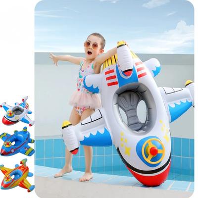 Children's Swimming Circle Inflatable Pool Float Swimming Float Boat with Steering Wheel Horn Beach Water Amusement Equipment