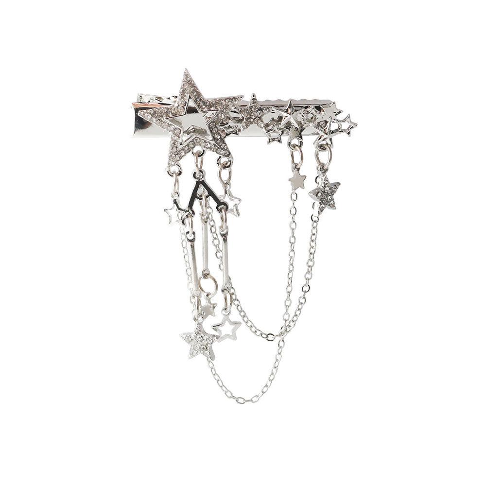 Tassel Star Hair Clip Delicate Sparkling Personality Sweet Cool Style Diamond Studded Side Clip High-end Straight Duckbill Clip
