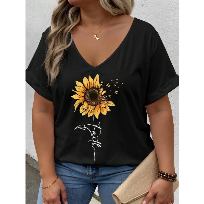 Plus Size Heart Design Pattern Printed T-shirts Summer Fashionable High Quality Short Sleeved
