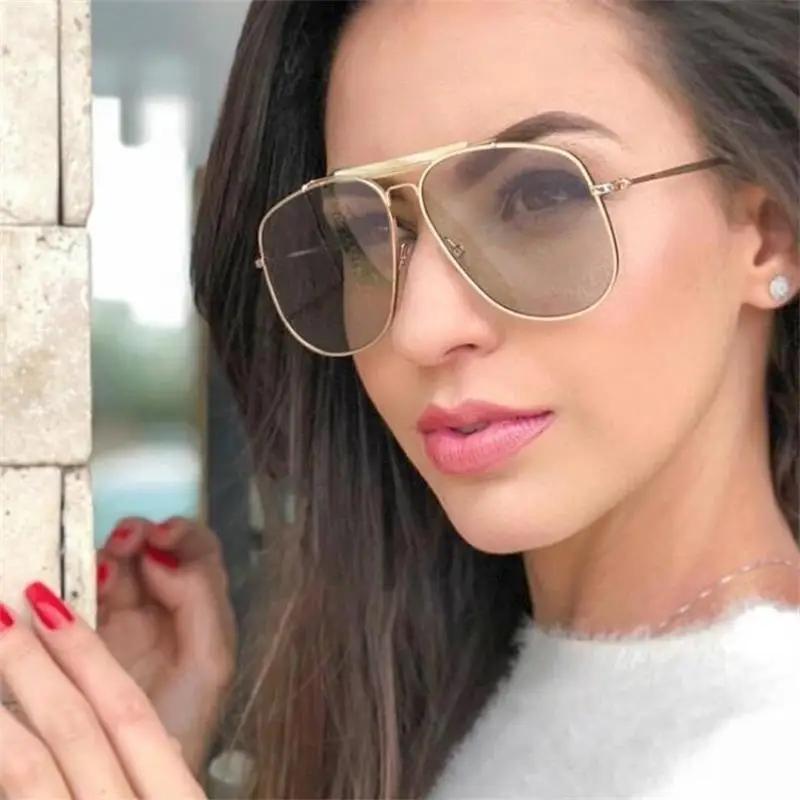 New Fashion Oversized Pilot Sunglasses Unisex Metal Square UV400 Sun Glasses Summer Outdoor Shades for Women Men
