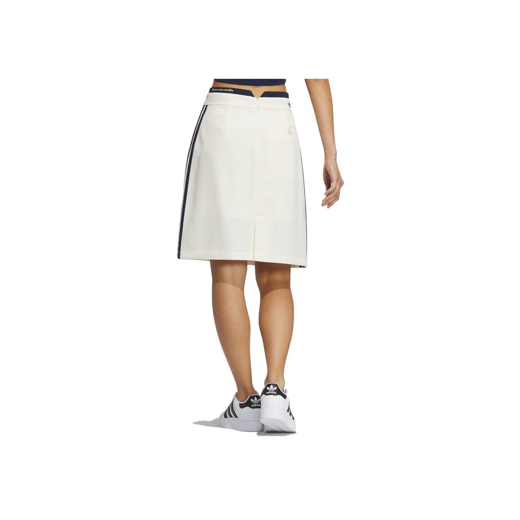 Adidas Originals X Notitle Collaboration FW23 Solid Color Three Stripe Drop Waist Zipper Sports Casual Skirt Women Skirts Off-White IN1076