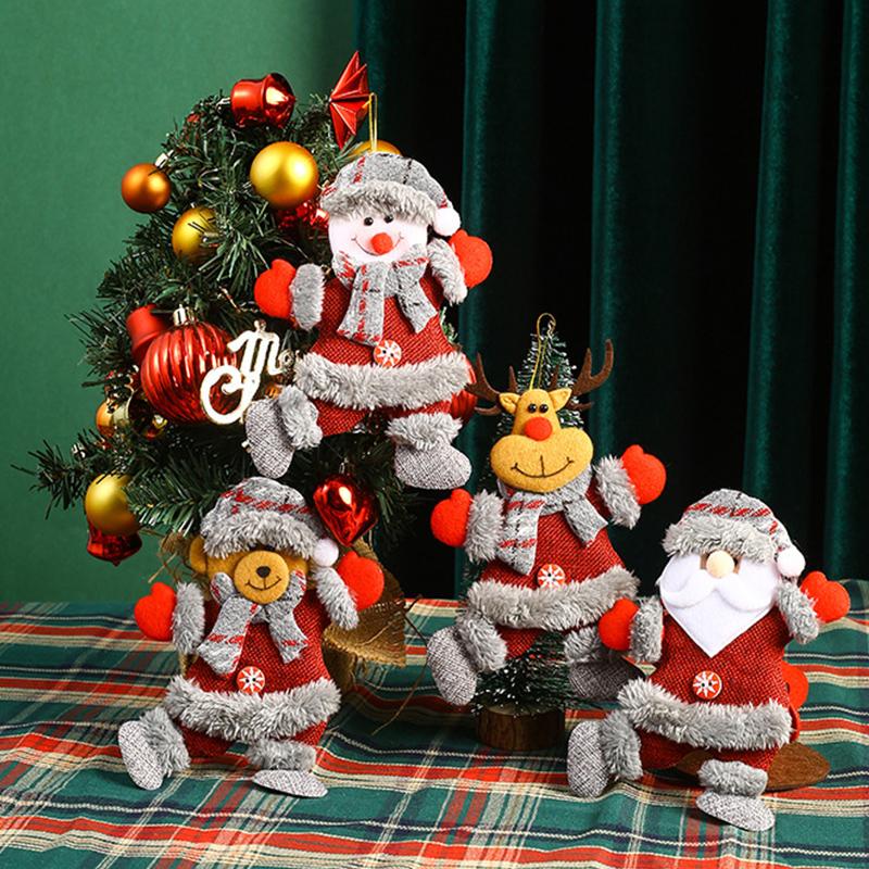 Christmas Tree Hanging Decorations Santa Elk Bear Cloth Doll Pendants Christmas Party Atmosphere Decor Ornaments Favors Gifts