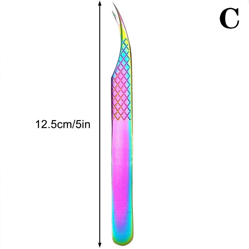 False Eyelash Tweezers Colorful Stainless Steel High Precision Anti-static Eyelash Extension Tweezers Makeup Tools