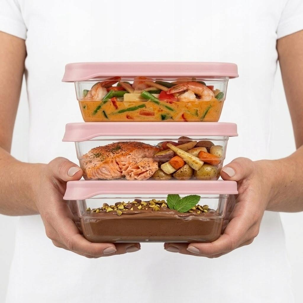 3x Food Containers 1200ml Food Box for School Work Set