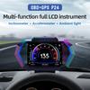 OBD + GPS P24 HUD Car OBD Head Up Display on Board Computer Digital Speedometer Water Temp Fuel Consumption Slope Meter