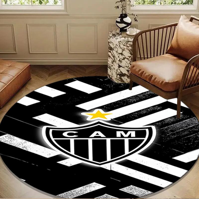 1PC Black And White Stripes With Shield Round mat Home Decor, Chair rug For livingroom,Bedroom, doormat home decor Birthday Gift Christmas Gifts