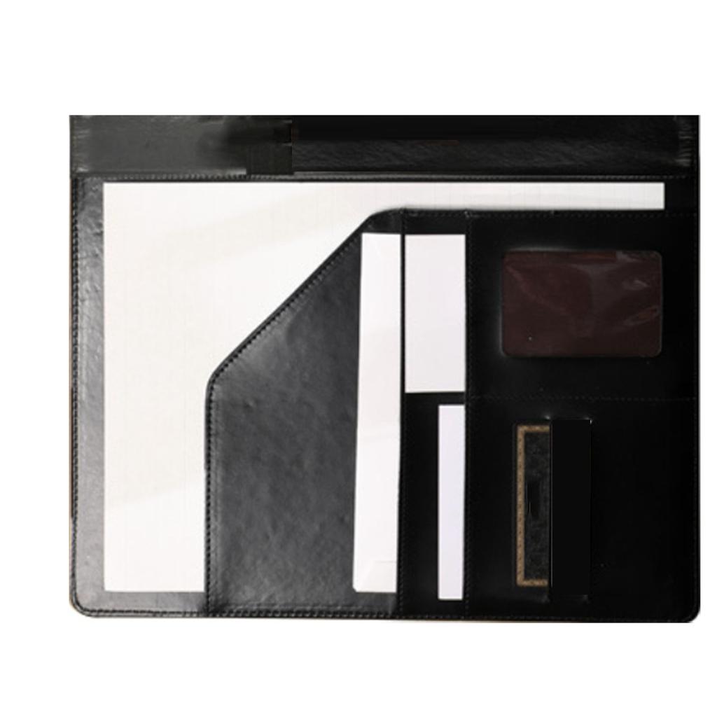 Business Folder Organizer PU Leather Card Holder for Documents File Office Supplies Black