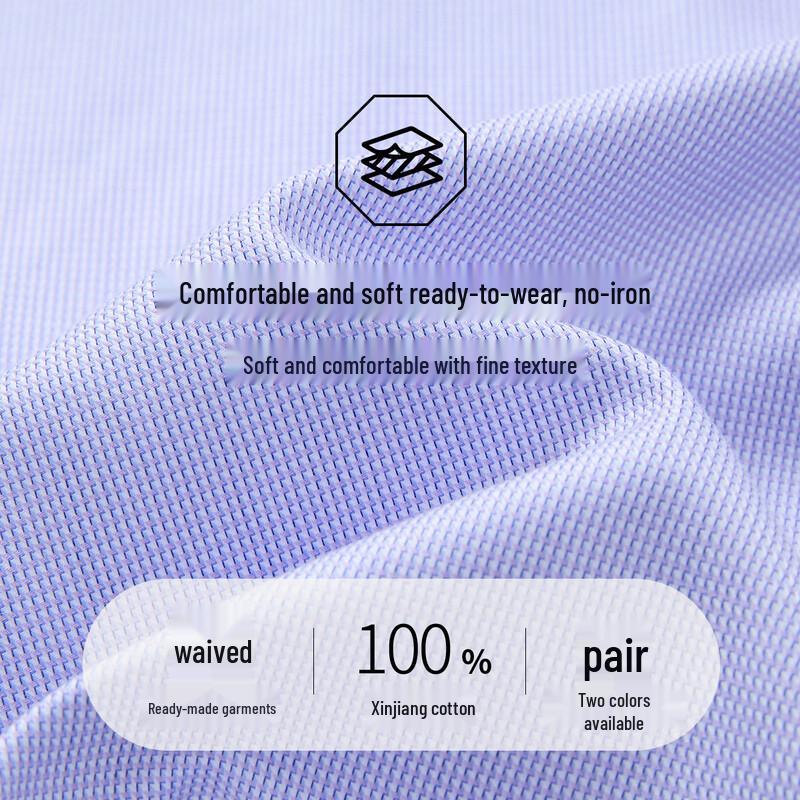Langdeng Men's DP Wrinkle-Free Plaid Cotton Long-Sleeve Shirt