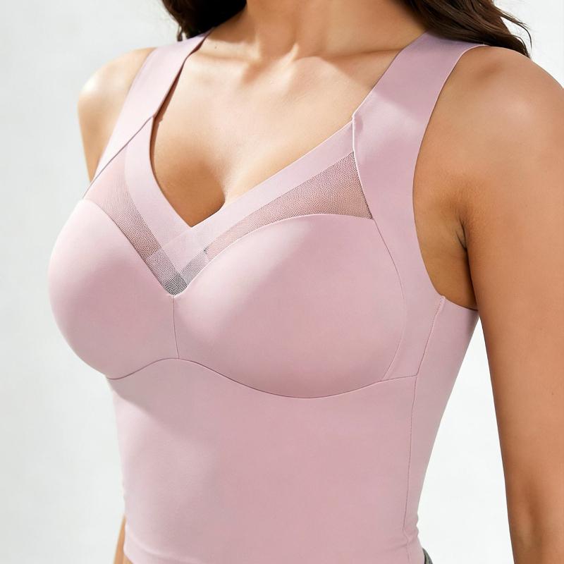 BH, Ohne Bügel, Sport-Tanktop, Raffung seitlich am Busen, Push-Up, Hohe Elastizität, Integrierte Polsterkörbchen