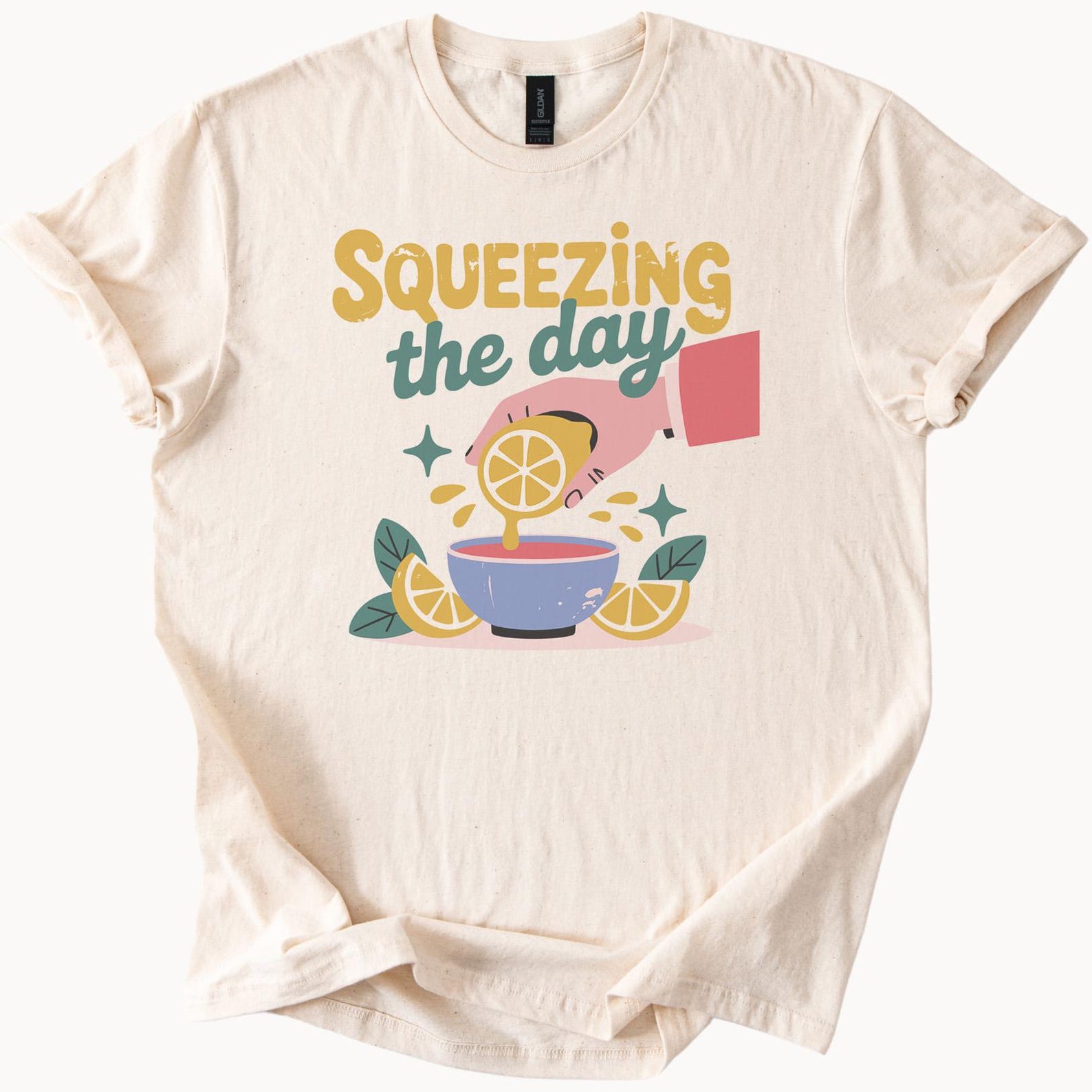 Squeezing the Day Lemon Graphic T Shirt Motivational Citrus Fruit Tee Positive Quote Shirt Lemonade Juice Summer Graphic Tee Shirt 130