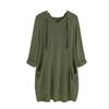 Spring Autumn Women's Hooded Solid Color Loose Long T-shirt Irregular Long Sleeve Pocket Pullover Top