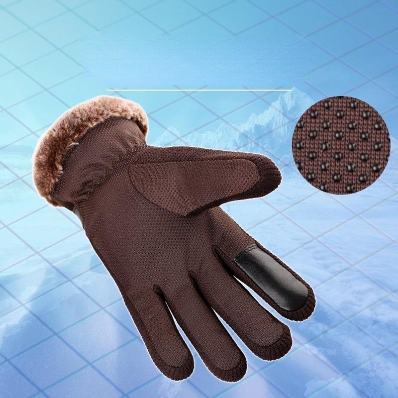 Mens Leather Genuine Gloves Russia Winter Gloves Warm Thick Driving Skiing Men's Gloves