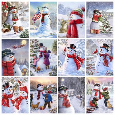 Broderie cu diamante cu punct de cruce Omul de zăpadă de Crăciun Pictură cu diamante desene animate Mozaic cu diamante Kit cu stras Cadou lucrat manual