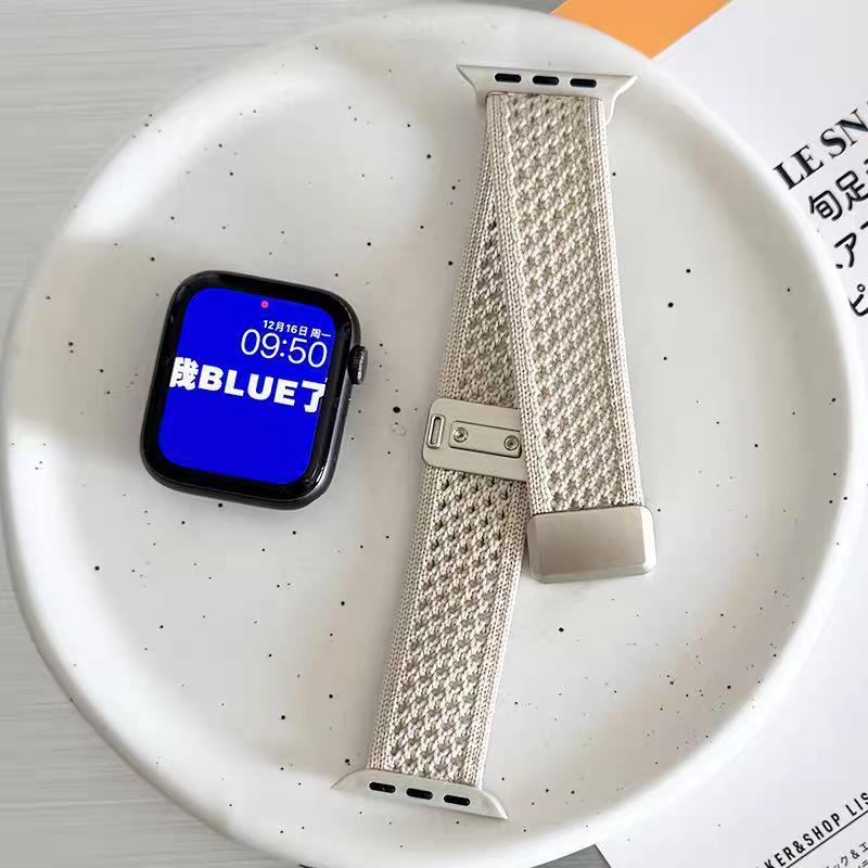 Nylon Woven Magnetic Watch Band For 49mm 46mm 45mm 44 42 41mm Men'S Women'S Knitted Nylon Watch Band for IWatch Series 10 9 8 7