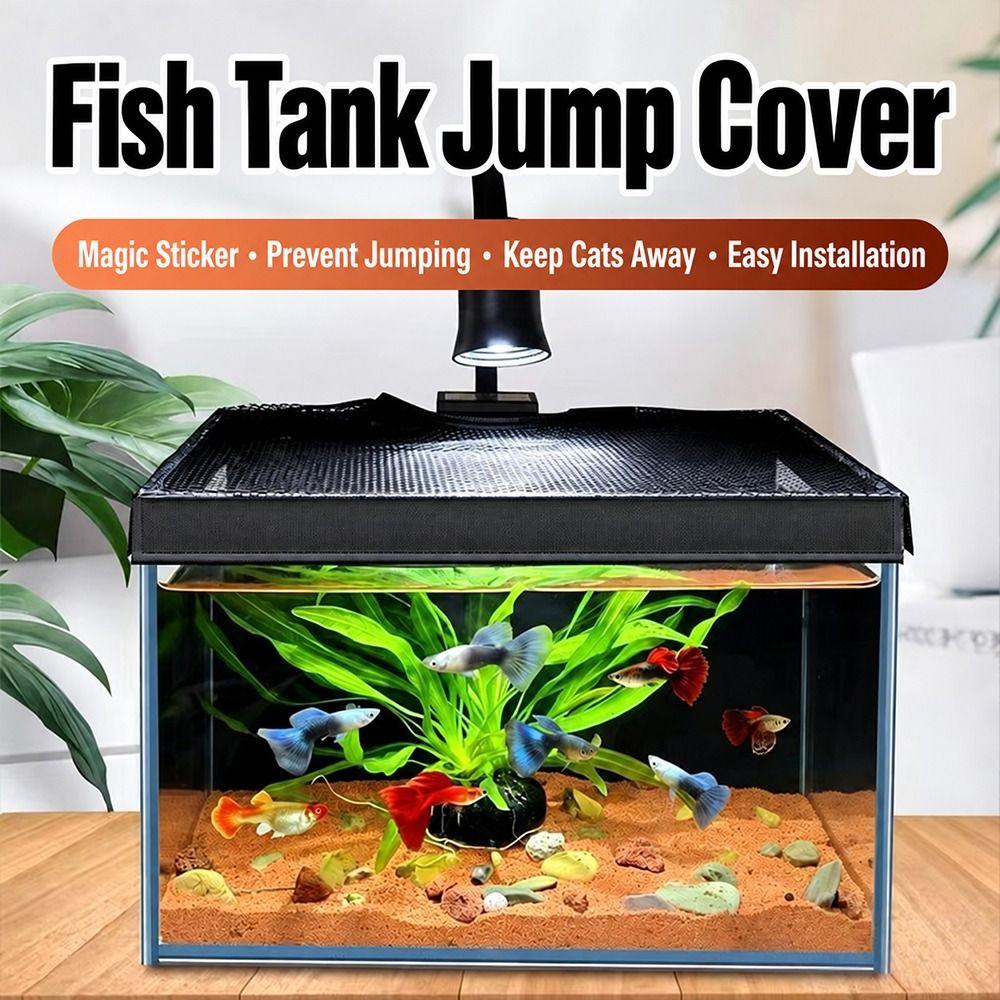 Fine Mesh Fish Tank Net Lid Black Aquarium Anti-jump Net Durable Fish Tank Lid Cover  Marine Tanks