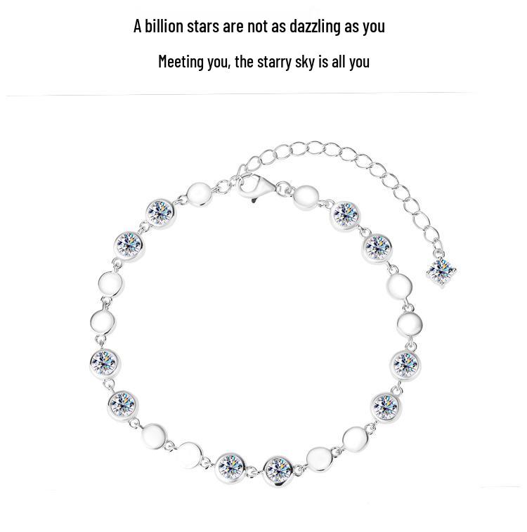 S925 Sterling Silver Moissanite Bracelet - High-End Fashion Jewelry