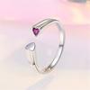 Elegant Female Small Pink Zircon Stone Heart Adjustable Open Ring Vintage Rose Gold Silver Color Wedding Jewelry For Women