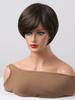 Short Synthetic Wigs Dark Brown Natural Wig with Side Bangs for Women Cosplay Daily Party Pixie Cut Wigs High Temperature Fibre
