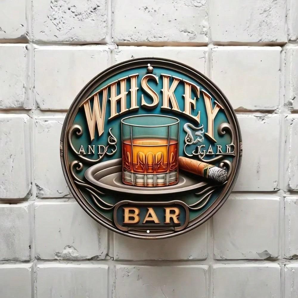 Vintage kovový nástěnný znak Whiskey Cigar Bar Domácí dekorace Vnitřní venkovní Halloween