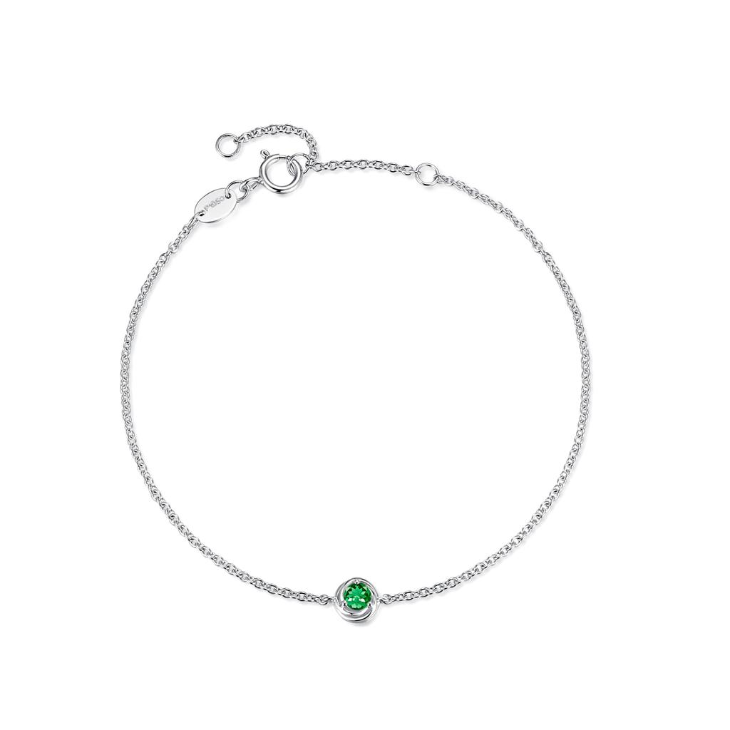 FANCIME Platinum Bracelet for May Single Perfect for and Popular Gift Wrapping Included Women, Emerald, Birthstone, Stone, Pt950, Slim, Stackable,